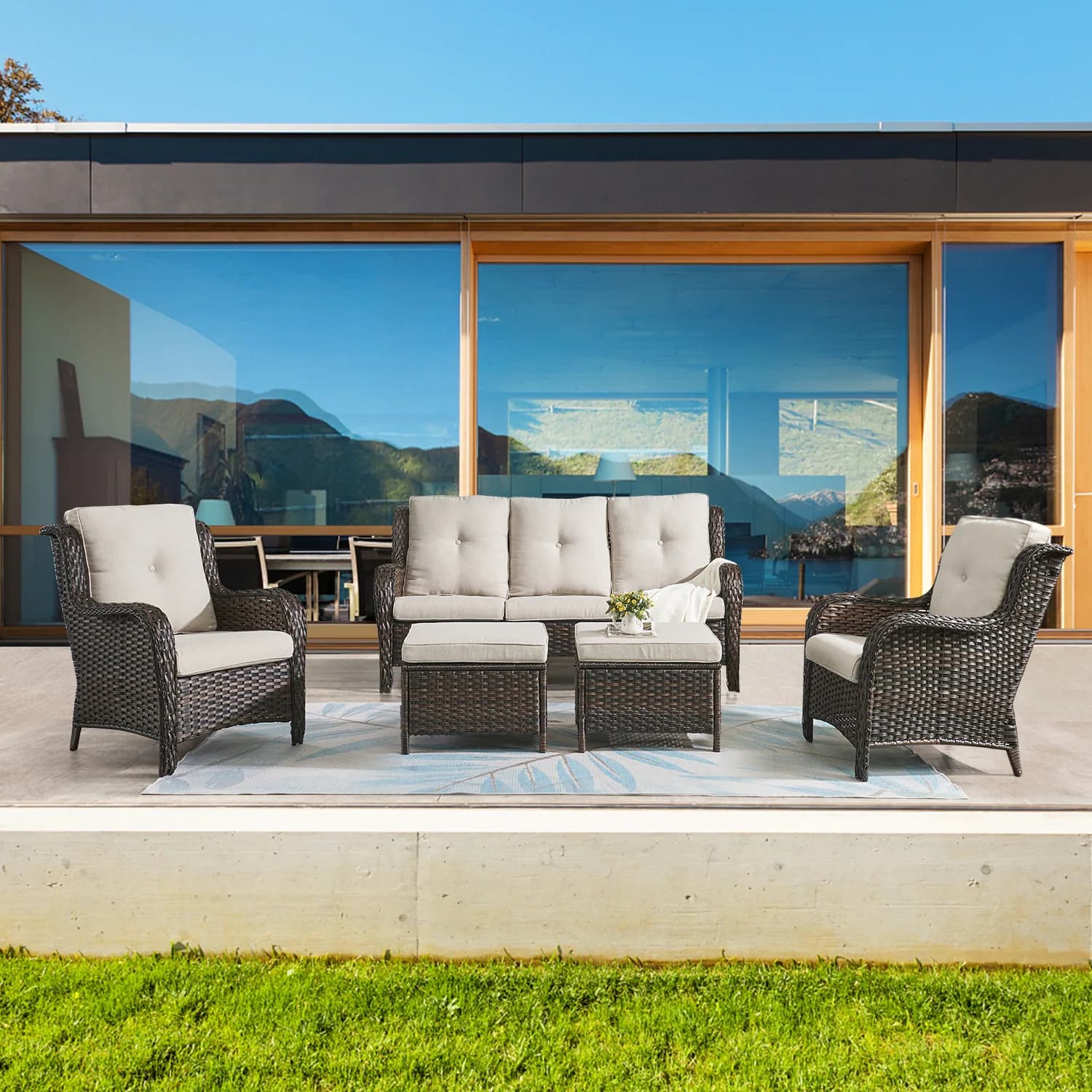 Five-piece outdoor patio sofa set