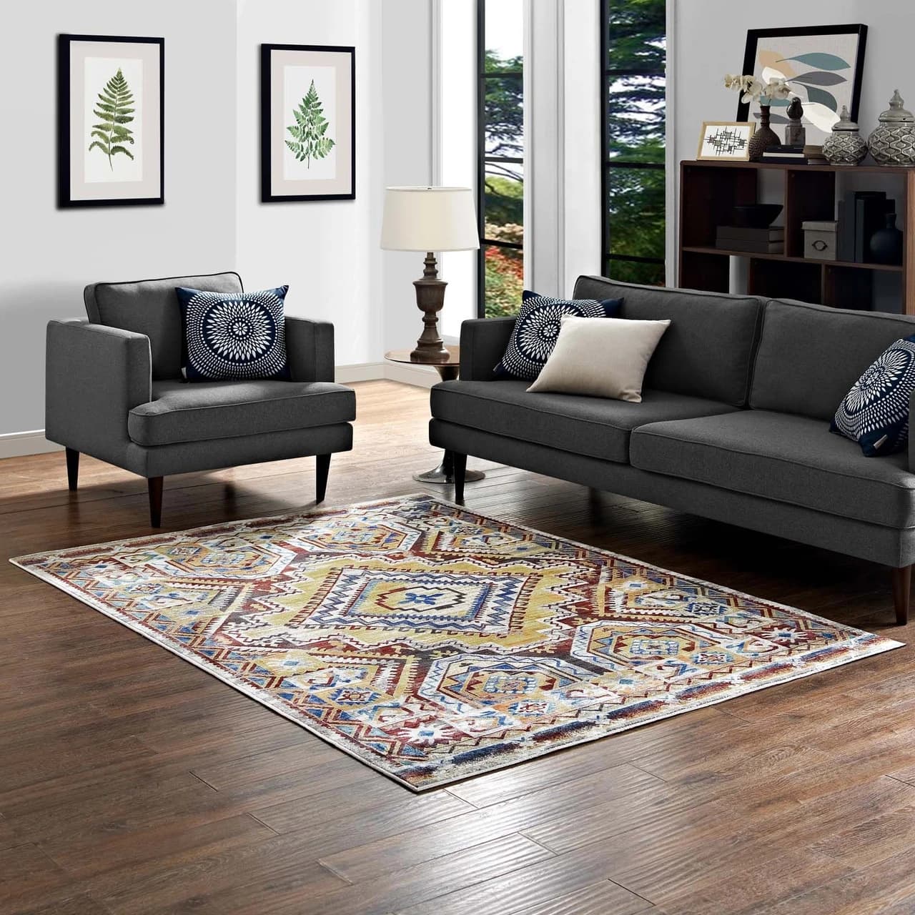 Southwestern pattern area rug