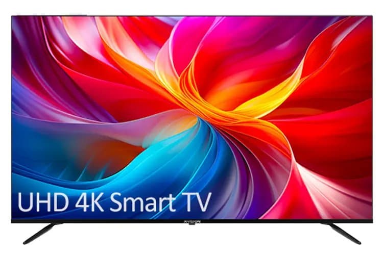 55 inch UHD 4K Smart TV showing a vivid colorful image