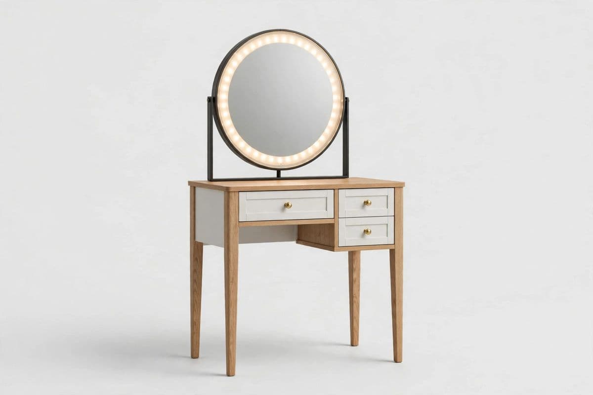 Petite Vanity Desk with LED Mirror